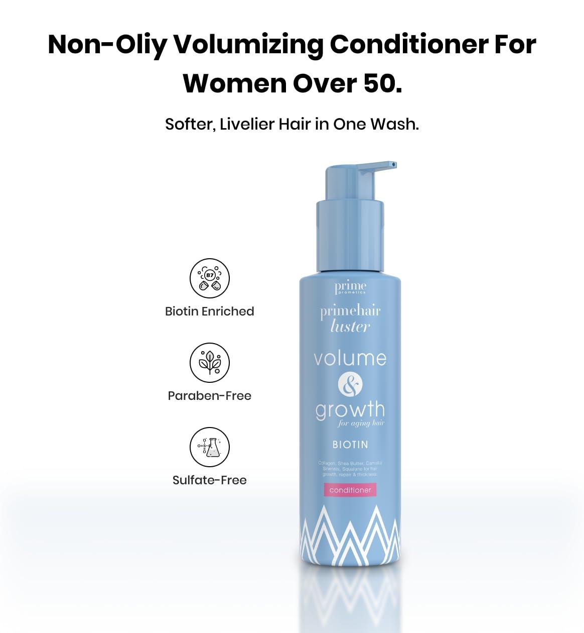 image:imagePRIME PROMETICS PrimeHair Luster Conditioner for Mature Women Biotin Enriched SulfateFree and ParabenFree Conditioner Perfect for Damaged Dry Thinning and Oily Hair