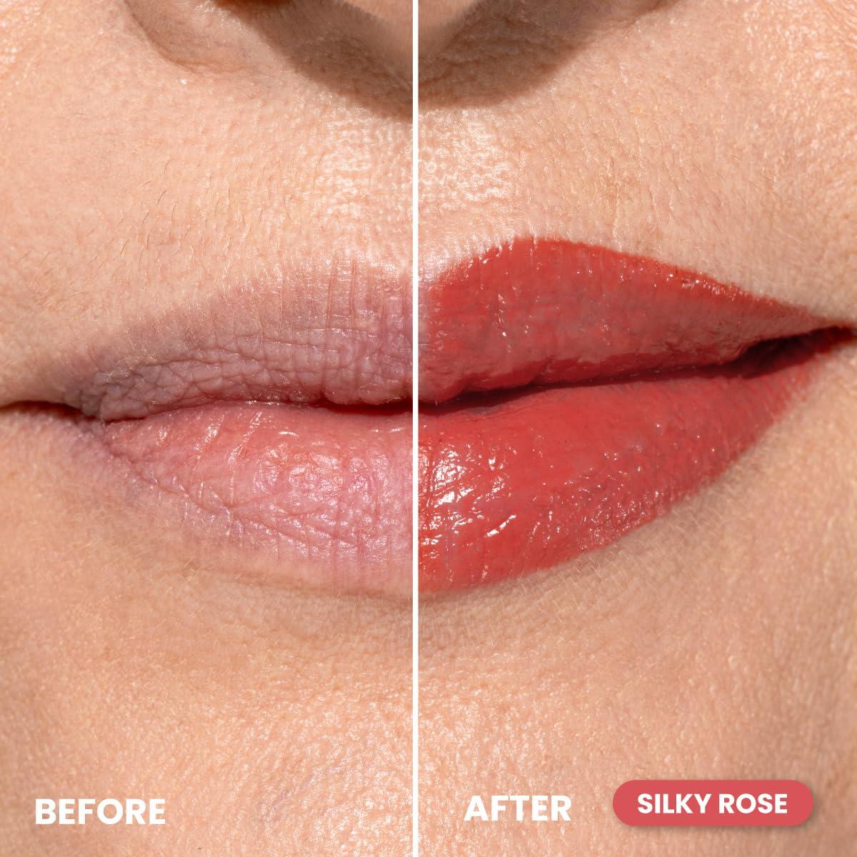 image:imagePRIME PROMETICS PrimeLip Plumping Lip Balm for Mature Women 3in1 Lipstick Gloss amp Balm NonStinging Lip Plumper Smooths Lip Lines Lightweight Buildable Color Cherry NoirSilky Rose