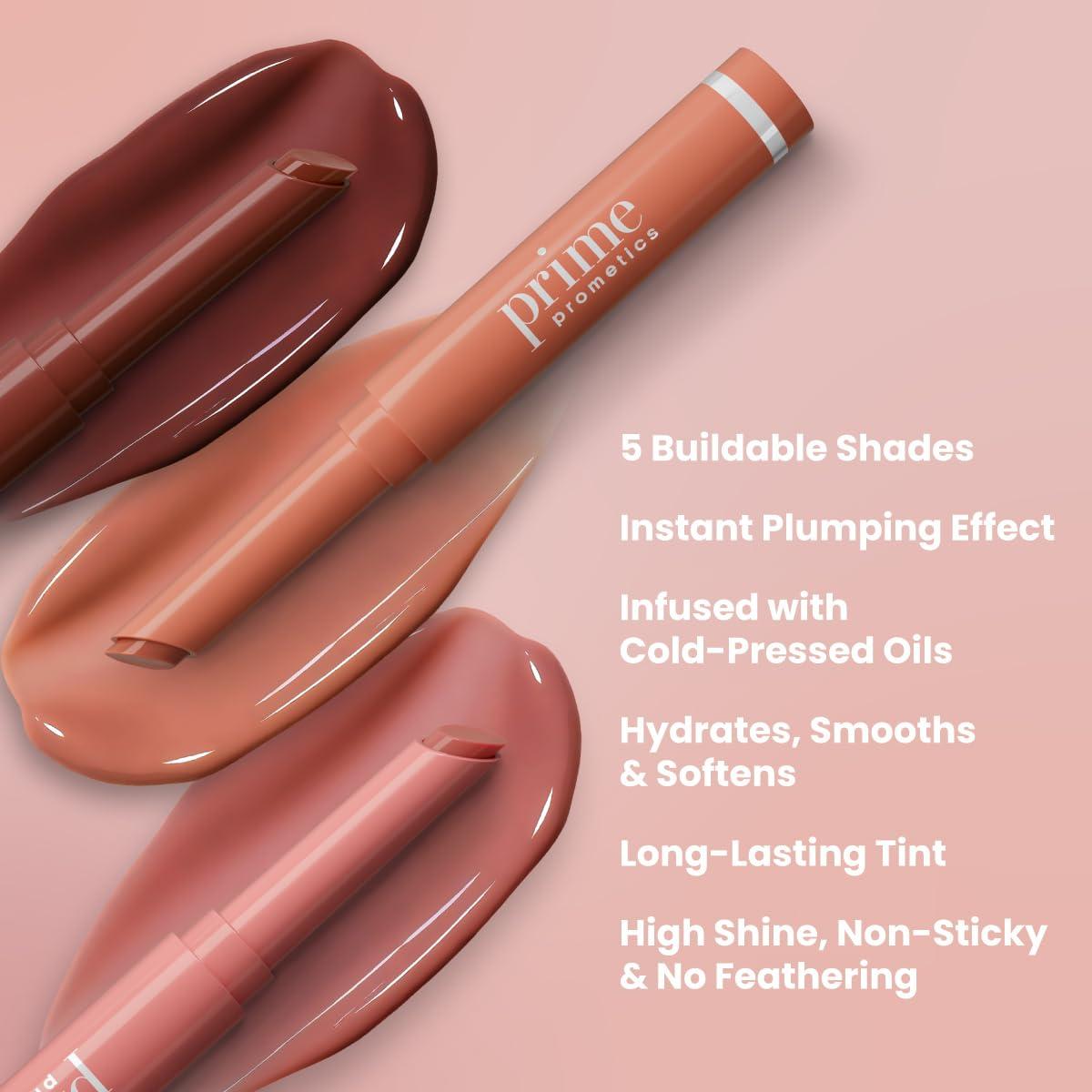 image:imagePRIME PROMETICS PrimeLip Plumping Lip Balm for Mature Women 3in1 Lipstick Gloss amp Balm NonStinging Lip Plumper Smooths Lip Lines Lightweight Buildable Color Cherry NoirNude Glow