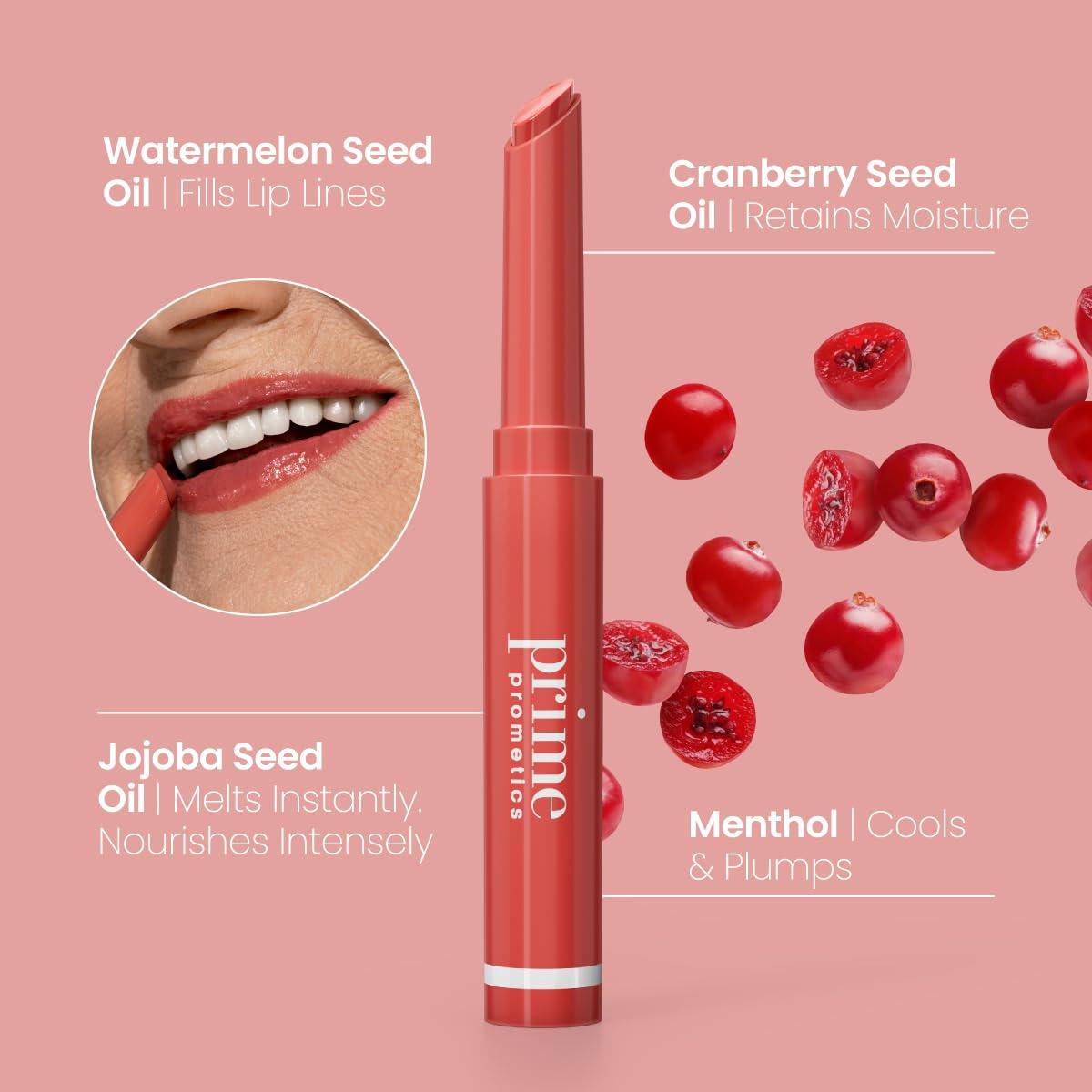 image:imagePRIME PROMETICS PrimeLip Plumping Lip Balm for Mature Women 3in1 Lipstick Gloss amp Balm NonStinging Lip Plumper Smooths Lip Lines Lightweight Buildable Color Cherry NoirSilky Rose