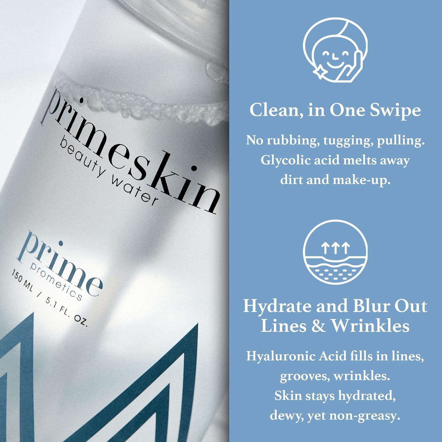 image:imagePRIME PROMETICS PrimeSkin Beauty Water Deeply Hydrating ProAge MakeUp Remover for Mature Women Clean One Swipe for All Skin Types pH balanced Hypoallergenic
