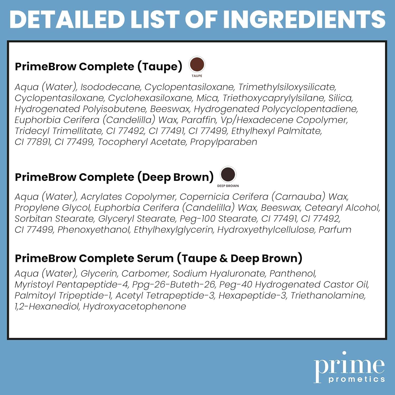 image:imagePrime Prometics PrimeBrow Complete 3in1 Eyebrow Care for Mature Women Eyebrow Mousse Tints Magic Spoolie Brush Shapes Eyebrow Growth Serum Fills Bald Spots Deep BrownDeep Brown