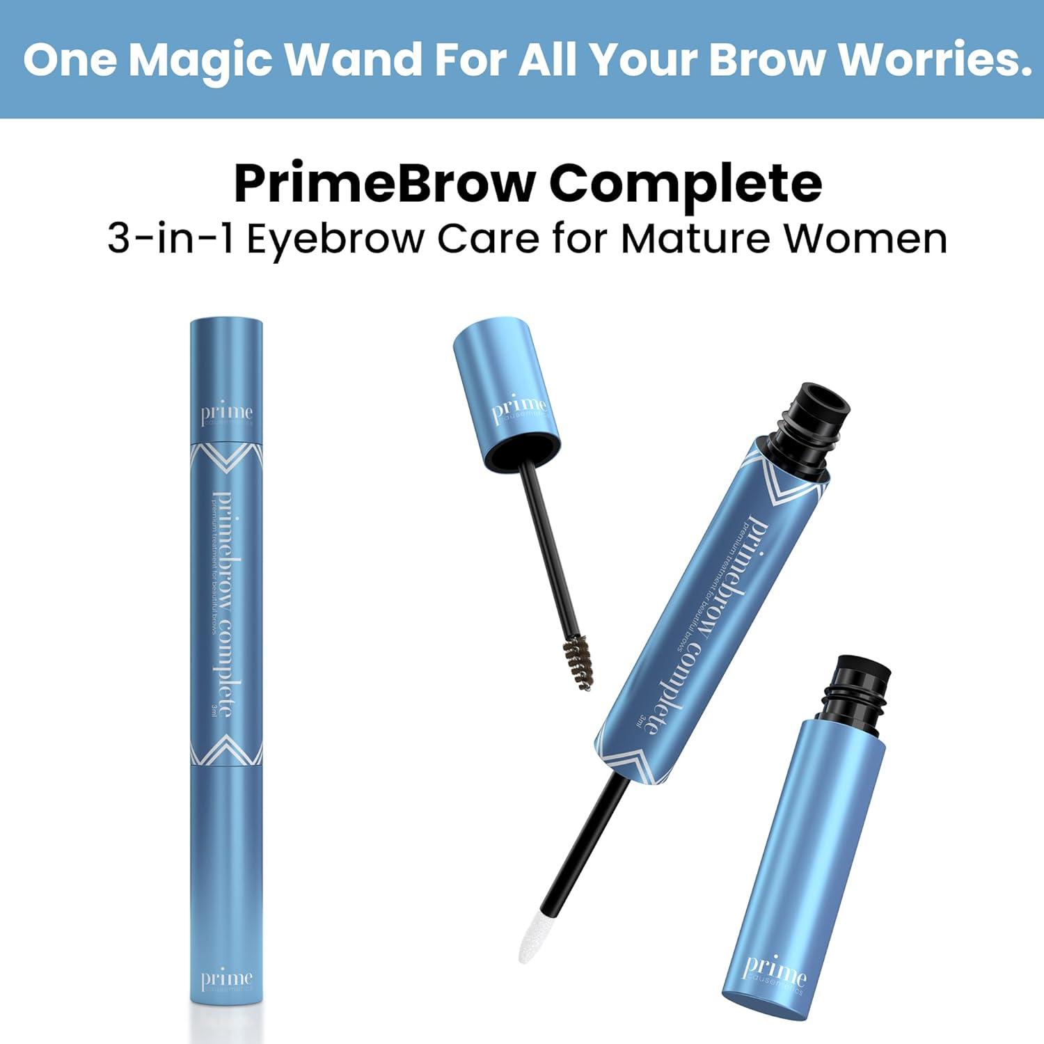 image:imagePrime Prometics PrimeBrow Complete 3in1 Eyebrow Care for Mature Women Eyebrow Mousse Tints Magic Spoolie Brush Shapes Eyebrow Growth Serum Fills Bald Spots Deep BrownDeep Brown