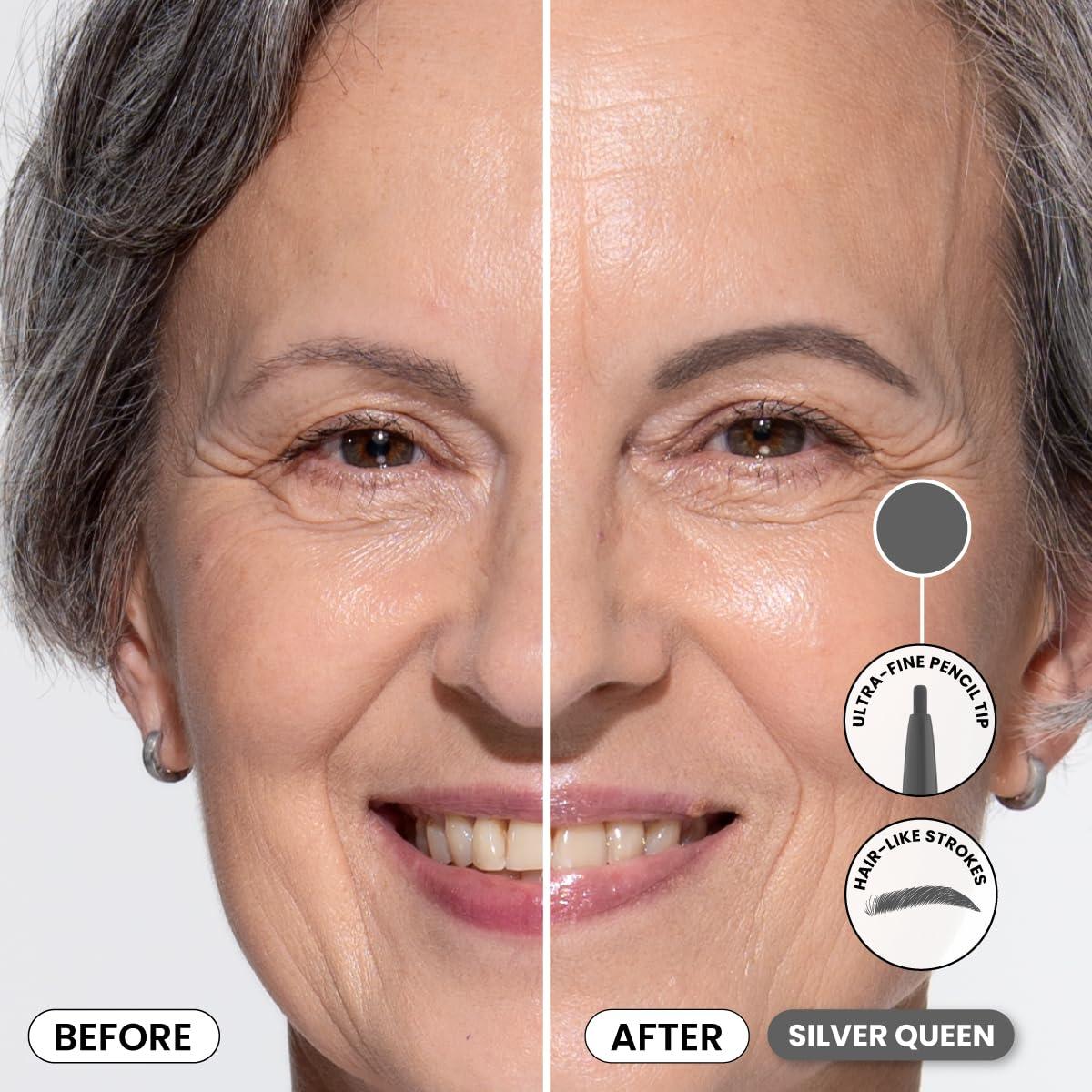 image:imagePrime Prometics PrimeBrow Pencil for Mature Women UltraPrecise Tip for Natural HairLike Strokes SmudgeProof amp LongLasting Wear Great for Thinning Sparse or Graying Brows Ash BrownSilver Queen