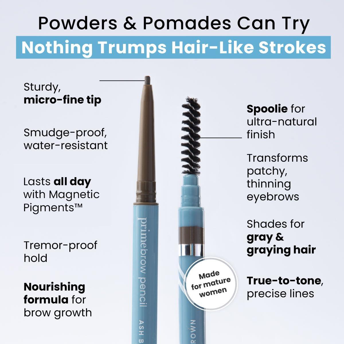 image:imagePrime Prometics PrimeBrow Pencil for Mature Women UltraPrecise Tip for Natural HairLike Strokes SmudgeProof amp LongLasting Wear Great for Thinning Sparse or Graying Brows Ash BrownTaupe