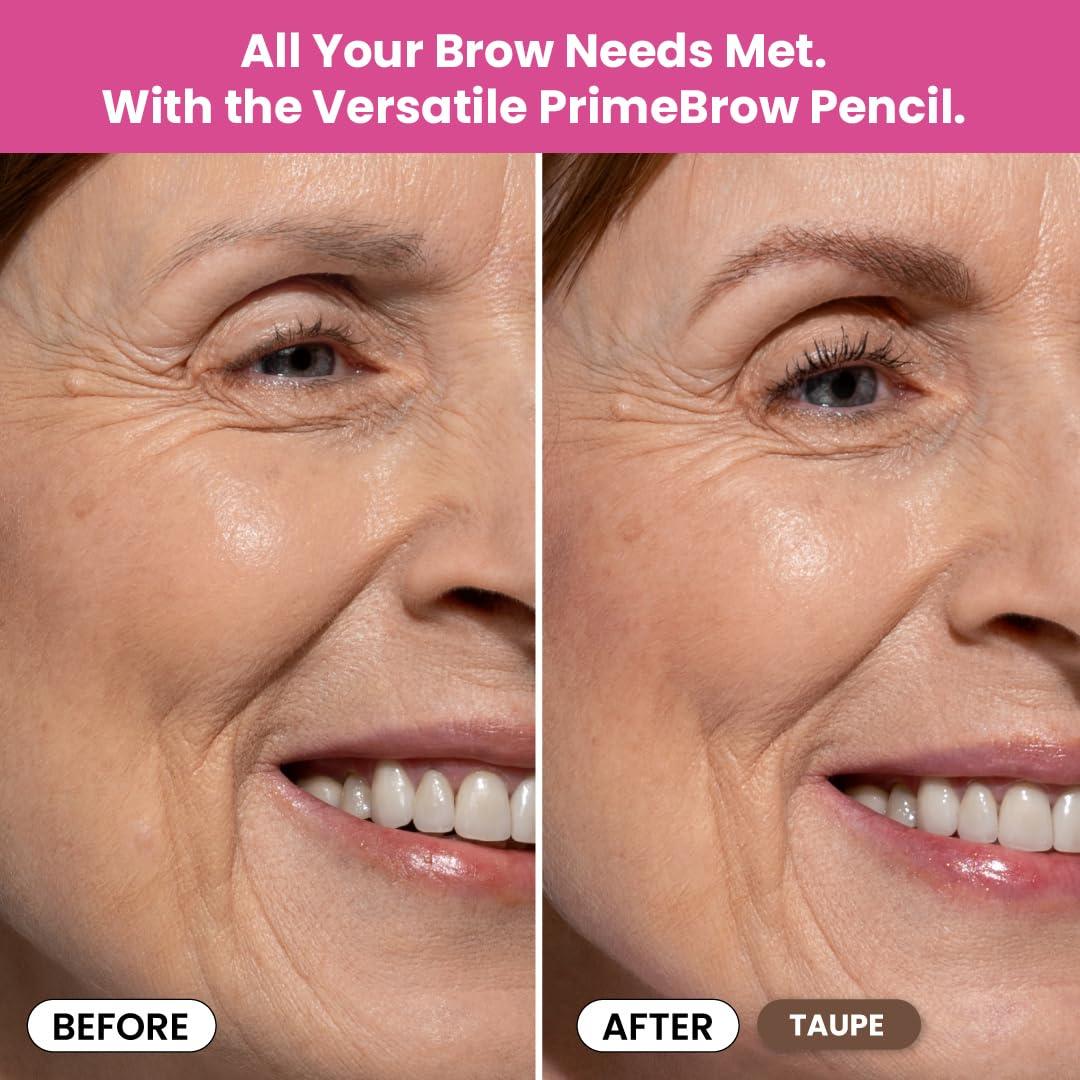 image:imagePrime Prometics PrimeBrow Pencil for Mature Women UltraPrecise Tip for Natural HairLike Strokes SmudgeProof amp LongLasting Wear Great for Thinning Sparse or Graying Brows Ash BrownTaupe