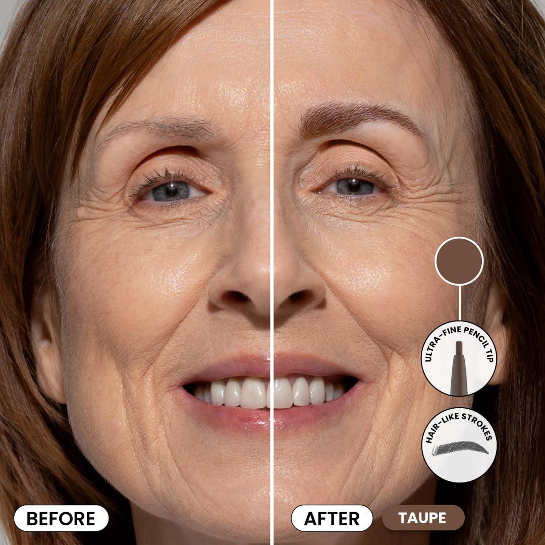image:imagePrime Prometics PrimeBrow Pencil for Mature Women UltraPrecise Tip for Natural HairLike Strokes SmudgeProof amp LongLasting Wear Great for Thinning Sparse or Graying Brows Ash BrownTaupe