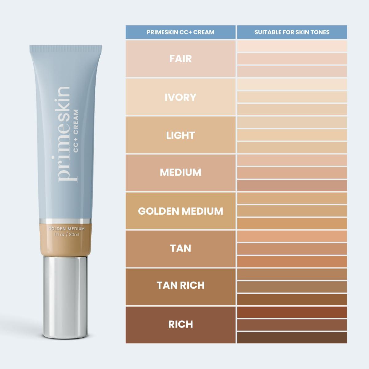 image:imagePrime Prometics PrimeSkin CC Cream for Mature Women Lightweight LiquidtoPowder Foundation Blurs Pores amp Covers Age Spots CreaseFree Hydrating amp SoftMatte Finish for Sensitive Skin FairGolden Medium