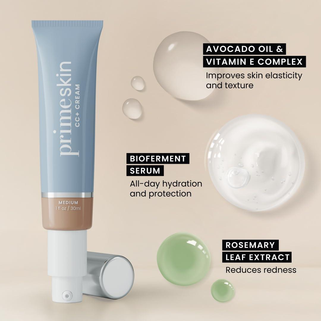 image:imagePrime Prometics PrimeSkin CC Cream for Mature Women Lightweight LiquidtoPowder Foundation Blurs Pores amp Covers Age Spots CreaseFree Hydrating amp SoftMatte Finish for Sensitive Skin FairIvory