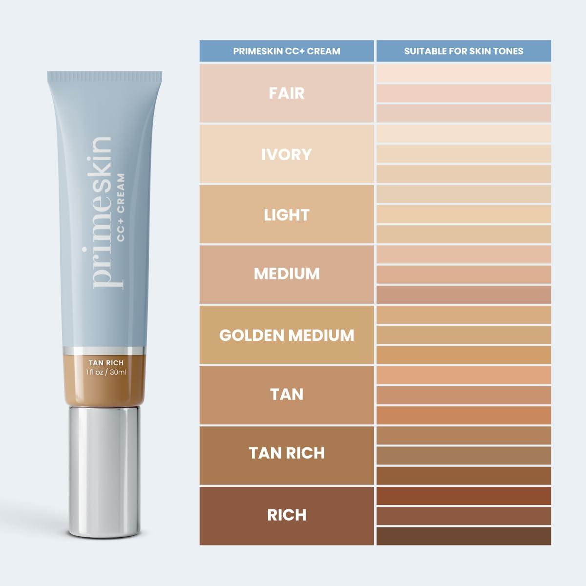 image:imagePrime Prometics PrimeSkin CC Cream for Mature Women Lightweight LiquidtoPowder Foundation Blurs Pores amp Covers Age Spots CreaseFree Hydrating amp SoftMatte Finish for Sensitive Skin FairTan Rich