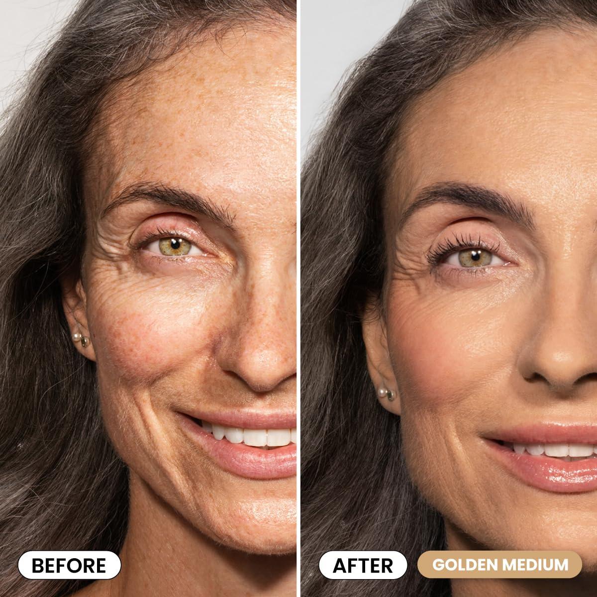 image:imagePrime Prometics PrimeSkin CC Cream for Mature Women Lightweight LiquidtoPowder Foundation Blurs Pores amp Covers Age Spots CreaseFree Hydrating amp SoftMatte Finish for Sensitive Skin FairGolden Medium