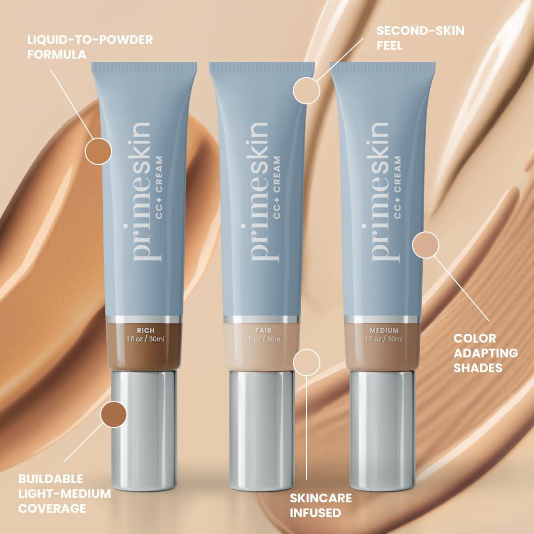 image:imagePrime Prometics PrimeSkin CC Cream for Mature Women Lightweight LiquidtoPowder Foundation Blurs Pores amp Covers Age Spots CreaseFree Hydrating amp SoftMatte Finish for Sensitive Skin FairIvory