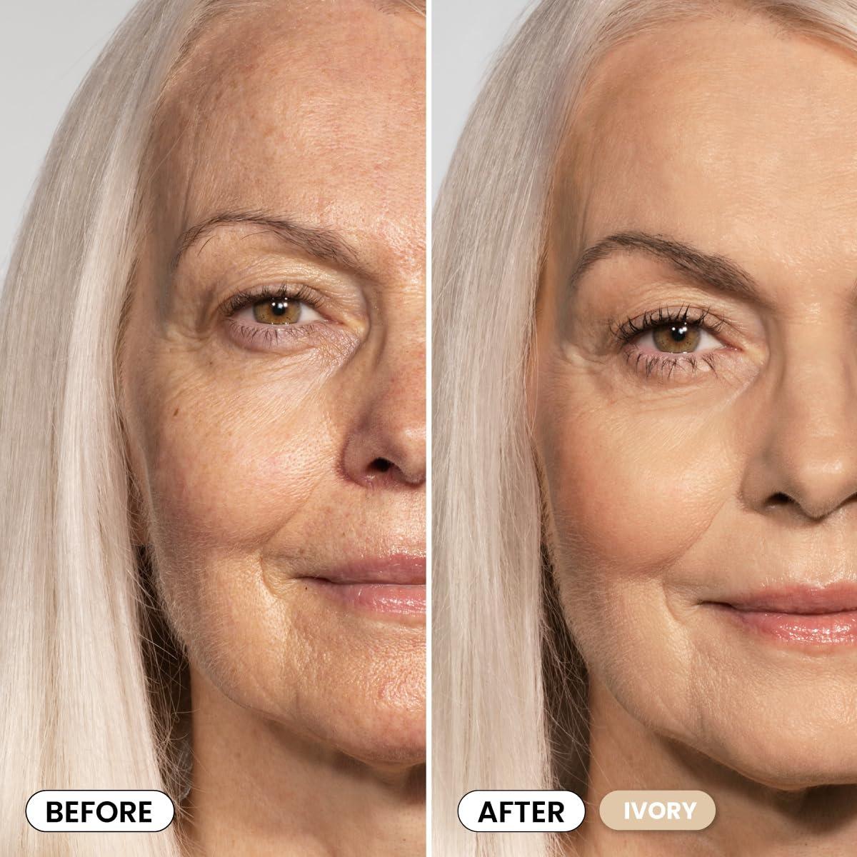 image:imagePrime Prometics PrimeSkin CC Cream for Mature Women Lightweight LiquidtoPowder Foundation Blurs Pores amp Covers Age Spots CreaseFree Hydrating amp SoftMatte Finish for Sensitive Skin FairIvory