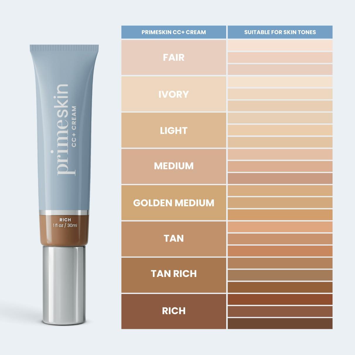image:imagePrime Prometics PrimeSkin CC Cream for Mature Women Lightweight LiquidtoPowder Foundation Blurs Pores amp Covers Age Spots CreaseFree Hydrating amp SoftMatte Finish for Sensitive Skin FairRich